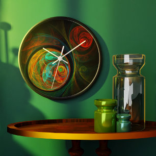 Rebirth Blue Abstract Art Round Große Wanduhr