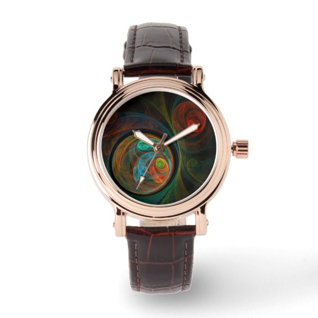 Rebirth Blue Abstrakt Art Armbanduhr (Vorderseite)