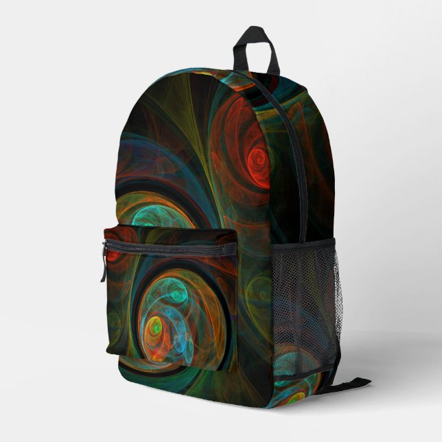 Rebirth Blue Abstrakt Art Bedruckter Rucksack (Rückseitige Ecke Rechts)