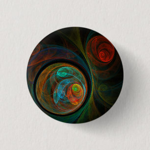 Rebirth Blue Abstrakt Art Button (rund)