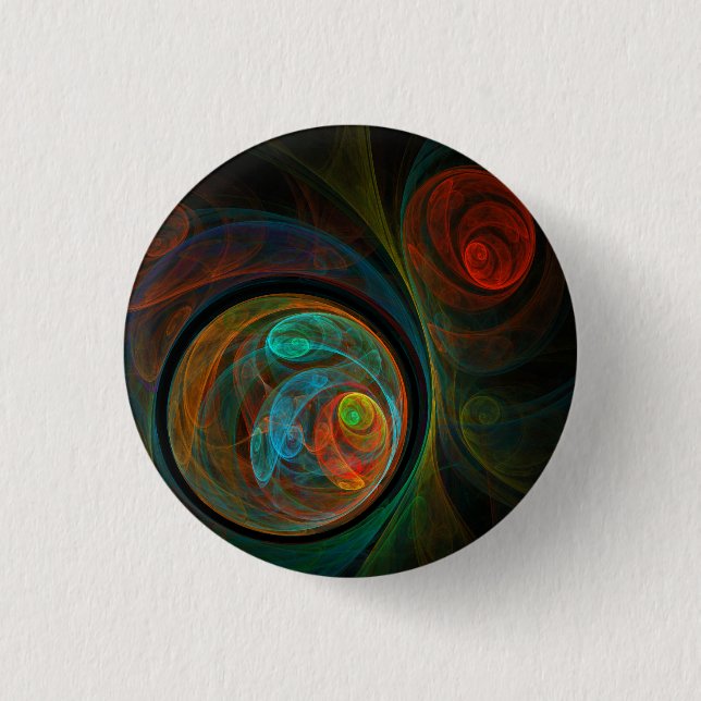 Rebirth Blue Abstrakt Art Button (rund) (Vorderseite)
