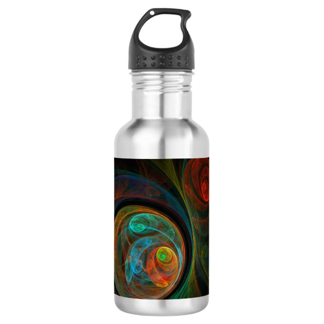 Rebirth Blue Abstrakt Art Flasche Trinkflasche (Vorderseite)