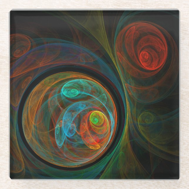 Rebirth Blue Abstrakt Art Glasuntersetzer (Vorderseite)
