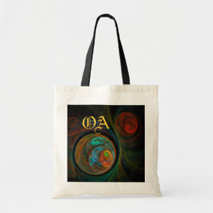 Rebirth Blue Abstrakt Art Monogram Bag Tragetasche