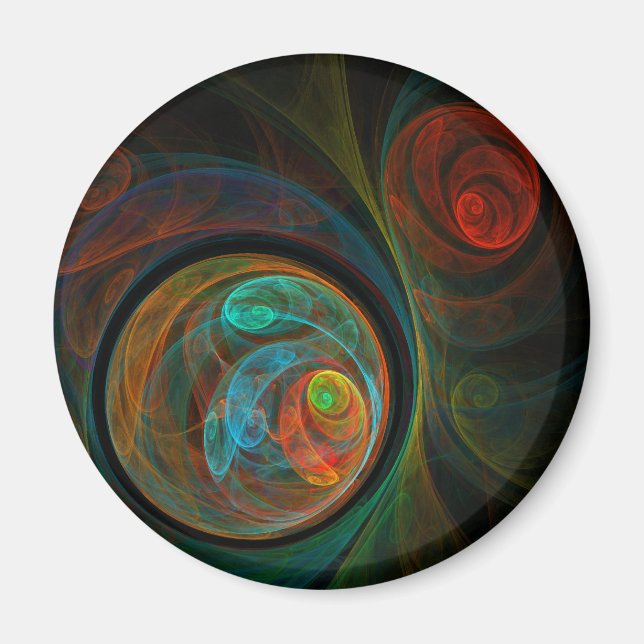 Rebirth Blue Abstrakt Art Round Magnet (Vorne)