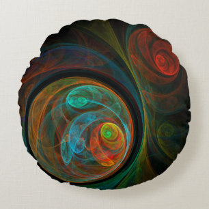 Rebirth Blue Abstrakt Art Round Pillow Rundes Kissen