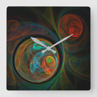 Rebirth Blue Abstrakt Art Square Quadratische Wanduhr