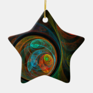 Rebirth Blue Abstrakt Art-Star Keramikornament