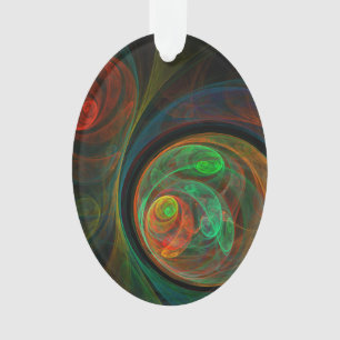 Rebirth Green Abstrakt Art Acrylic Oval Ornament