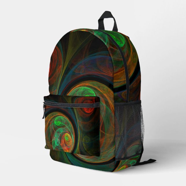 Rebirth Green Abstrakt Art Bedruckter Rucksack (Rückseitige Ecke Rechts)