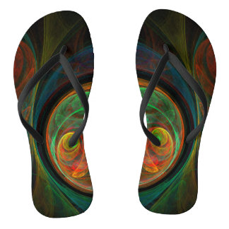 Rebirth Green Abstrakt Art Flip Flops