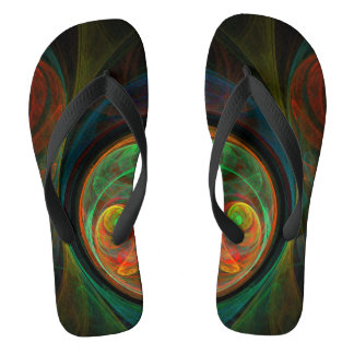 Rebirth Green Abstrakt Art Flip Flops