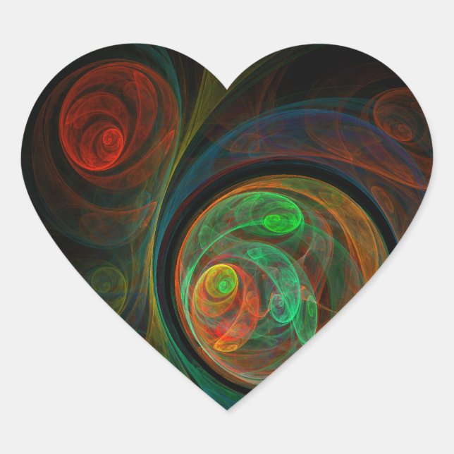 Rebirth Green Abstrakt Art Heart Sticker (Vorderseite)