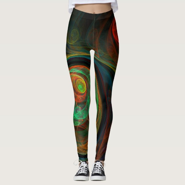 Rebirth Green Abstrakt Art Leggings (Vorderseite)