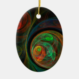 Rebirth Green Abstrakt Art Oval Jazz Keramik Ornament
