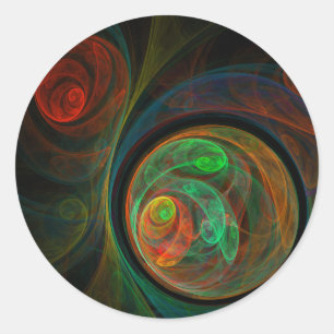 Rebirth Green Abstrakt Art Round Aufkleber