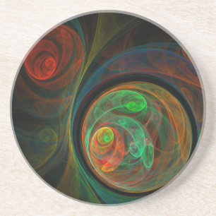 Rebirth Green Abstrakt Art Sandstone Untersetzer