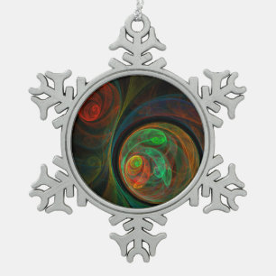 Rebirth Green Abstrakt Art Schneeflocken Zinn-Ornament