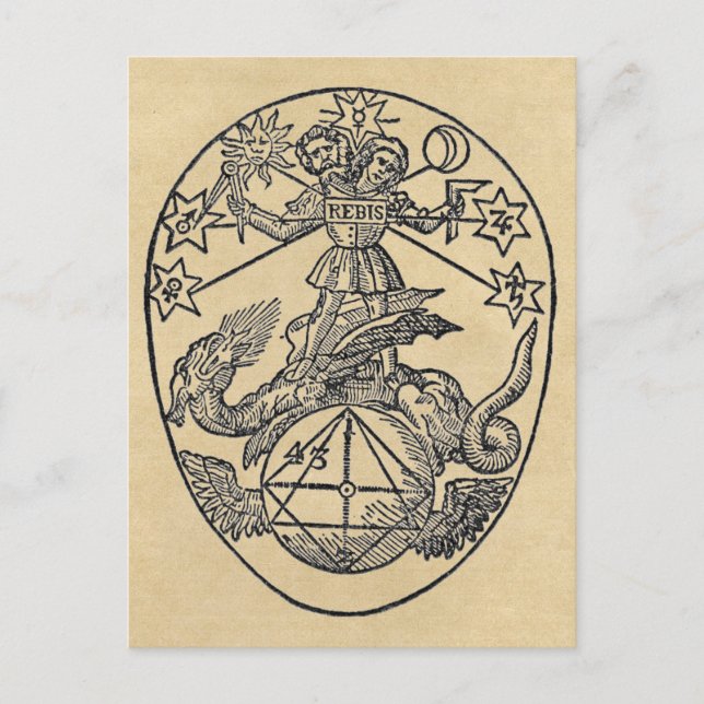 Rebis - Duality Sepia Postcard Postkarte (Vorderseite)