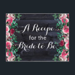 Rebkarte "Wein Blush & Navy Wood Burgundy Bride" Postkarte<br><div class="desc">Wein Blush & Navy Holz Burgundy Peony Wasser Farbe Blumen Rustikales Bauernhaus Hochzeit Rezept Card! ~ Karo mein Shop zu sehen,  die gesamte Hochzeitssuite für dieses Design!</div>