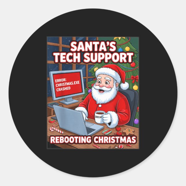 Rebooting s Tech Support Santa Squad Runder Aufkleber (Vorderseite)