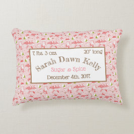 Rec Pillow Pink Foxes Baby Birth Info Anpassen Dekokissen