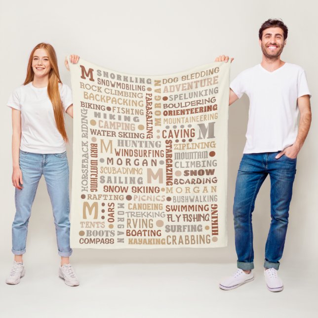 REC Word Art Neutrals Coole Personalisierte Fleecedecke (Beispiel)