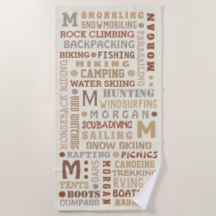 REC Word Art Neutrals Sommer Personalisiert Strandtuch