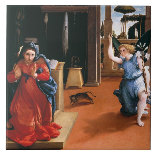 RECANATI ANNUNCIATION by LORENZO LOTTO Keramik Til Fliese (Vorderseite)