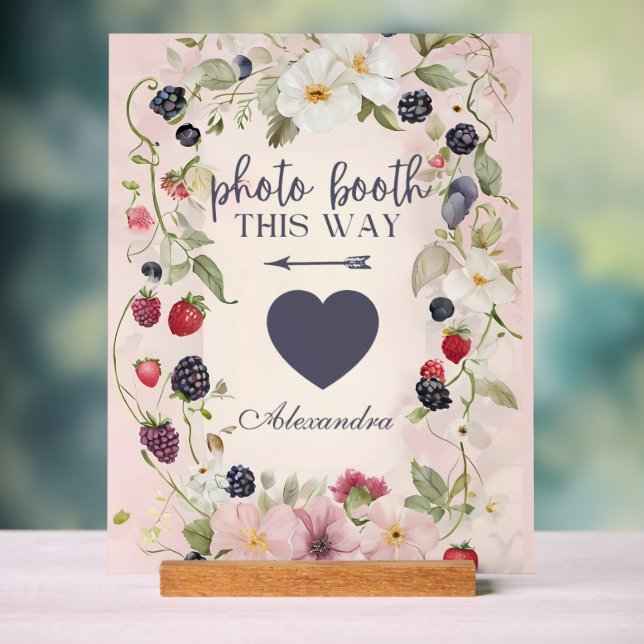 Reception This Way Floral Berry Design Acrylschild (Neutral)