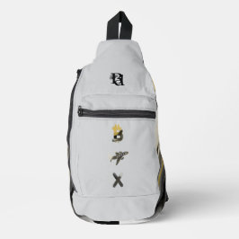 RECH White Sling Bag Trend Abstrakt Art Black Gold