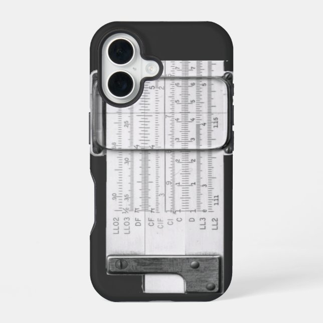 Rechenschieber iPhone 16 Hülle (Rückseite)