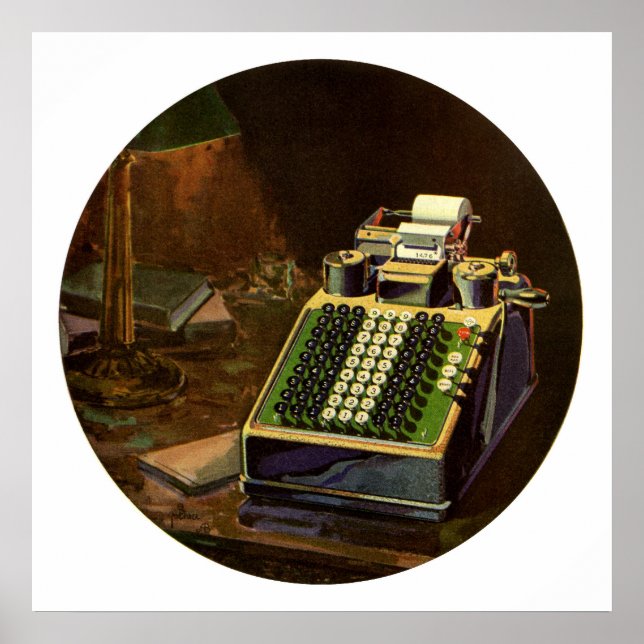 Rechner für Vintage Unternehmensrechner Poster (Vorne)