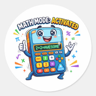 Rechner im Mathe-Modus aktiviert Cute Schule Runder Aufkleber