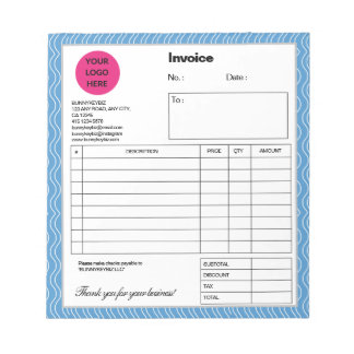Rechnung des Unternehmens Pastel Blue Wave Notizblock