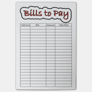 Rechnungen zum zu zahlen post-it klebezettel