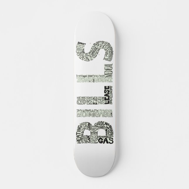 Rechnungs-Gekritzel-Collage Skateboard (Vorne)
