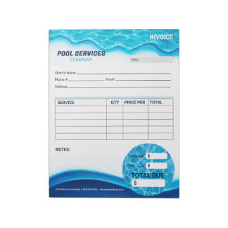 Rechnungsformular für Schwimmbadservices Notizblock