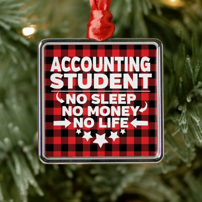 Rechnungslegung Uni Student Red Kariert Xmas Ornament Aus Metall (Baum)