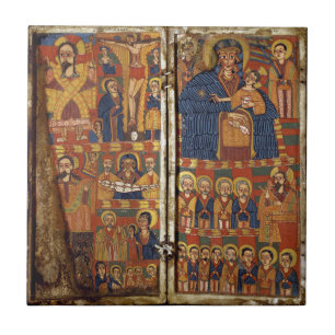 Rechte Diptych-Platte mit der Jungfrau und Kind Fliese