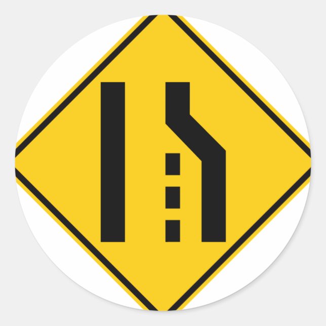 Rechte Straße endet Autobahnzeichen Runder Aufkleber (Vorderseite)