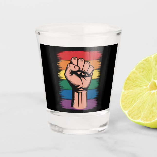 Rechte zur Unterstützung von LGBTQ durch Rainbow P Schnapsglas (Vorderseite)