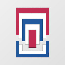 Rechteck Abstrakt in Rot, Weiß und Blau Fensteraufkleber