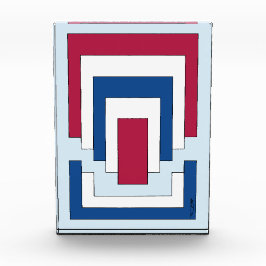 Rechteck Abstrakt in Rot, Weiß und Blau Fotoblock