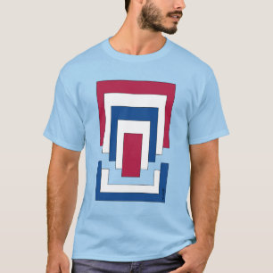Rechteck Abstrakt in Rot, Weiß und Blau T-Shirt