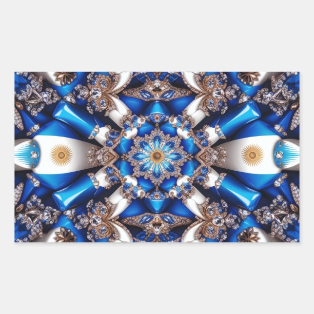 Rechteck-Aufkleber mit argentinischen Farben Rechteckiger Aufkleber (Vorderseite)