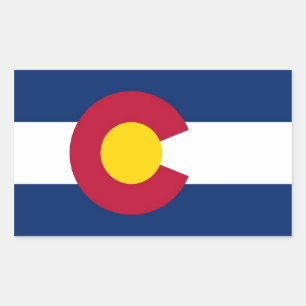 Rechteck Aufkleber mit Flag von Colorado, USA