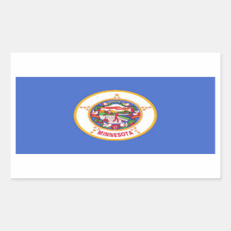Rechteck Aufkleber mit Flag von Minnesota, USA.