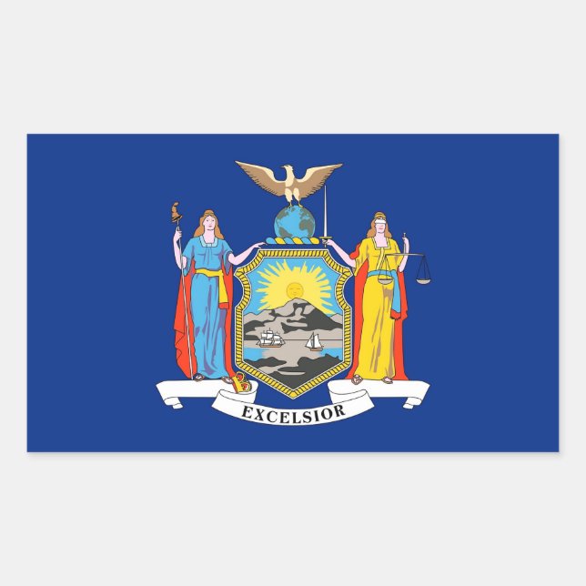 Rechteck Aufkleber mit Flag von New York, USA. (Vorderseite)