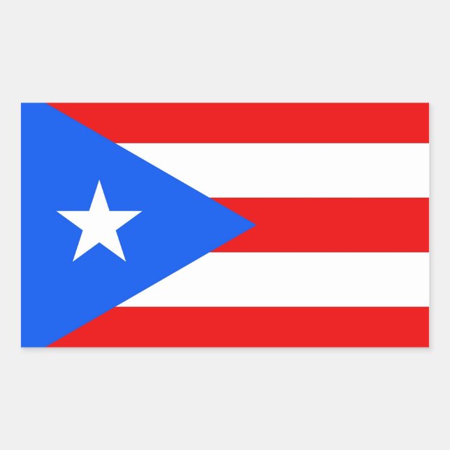 Rechteck Aufkleber mit Flag von Puerto Rico, USA. (Vorderseite)